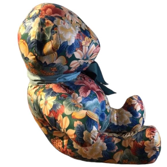 Vtg Shabby Chic Floral Teddy Bear Large. 17" h x 18" w - Picture 7 of 13